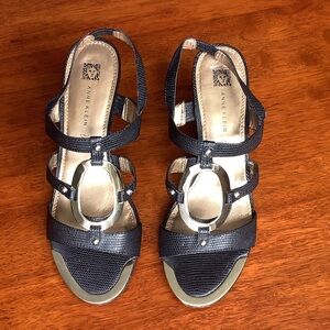 Anne Klein Black and Gold Sandals. NEW